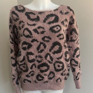 Easel Pink and Black Leopard Sweater